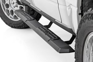 Ram 1500 TRX Running Boards - Rough Country - TR2, Aluminum, Black Powder Coat, 5 in Wide - Black - '21-'24 Ram 1500 TRX Running Boards - Rough Country - TR2, Aluminum, Black Powder Coat, 5 in Wide - Black - '21-'24